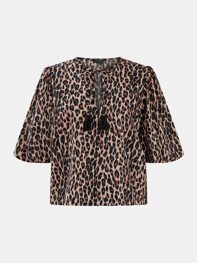 Accessorize Animal Puff Sleeve 100% Cotton Blouse - Image 4 of 4