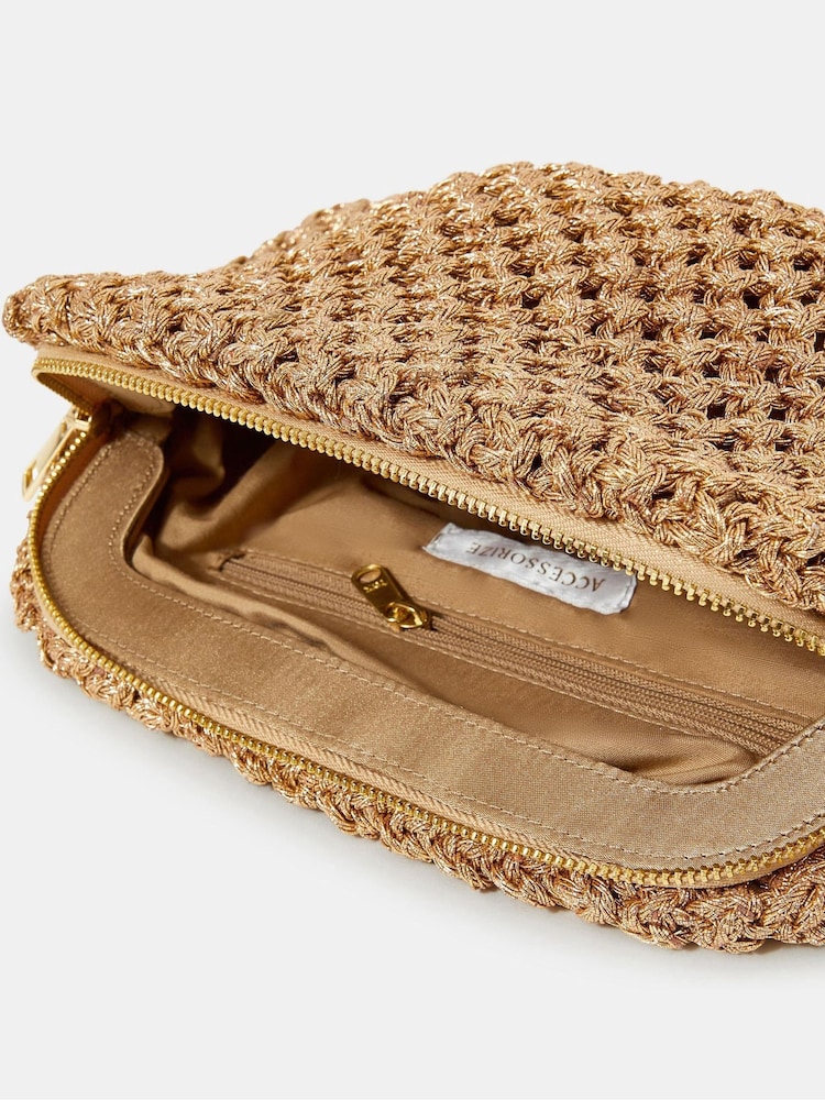 Accessorize Gold Woven Clutch Bag - Image 2 of 2