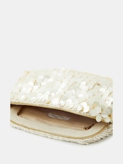 Accessorize Cream Pearl Shell Embellished Clutch Bag - Image 2 of 2