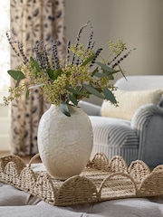 White Vintage Style Embossed Ceramic Vase - Image 1 of 2