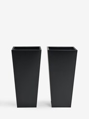 Black Set of 2 Metal Outdoor Planters - Image 1 of 2