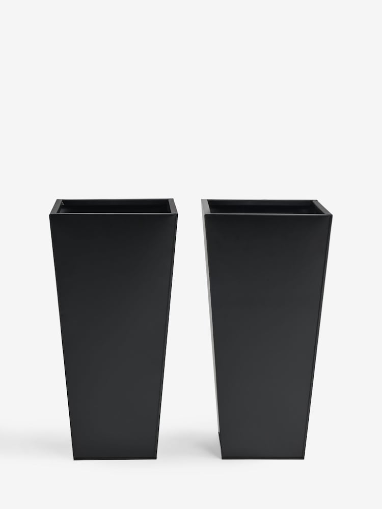Black Set of 2 Metal Outdoor Planters - Image 1 of 2