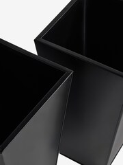 Black Set of 2 Metal Outdoor Planters - Image 2 of 2