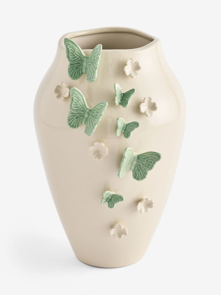 Cream Ceramic 3D Butterfly Vase - Image 3 of 3