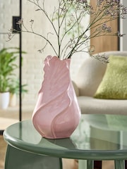 Pink Reactive Glaze Petal Shaped Ceramic Vase - Image 1 of 5