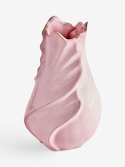 Pink Reactive Glaze Petal Shaped Ceramic Vase - Image 5 of 5