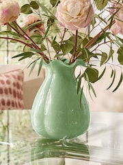 Green Scalloped Glass Vase - Image 1 of 3