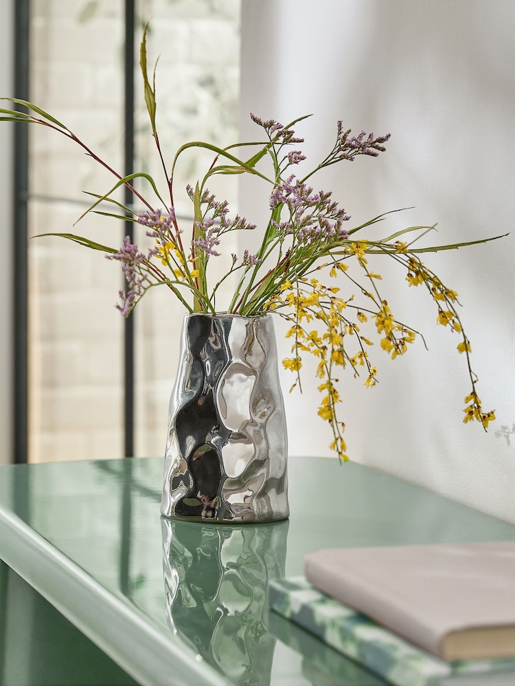 Chrome Contemporary Ceramic Bud Vase - Image 1 of 3 Chrome Contemporary Ceramic Bud Vase - Image 1 of 3