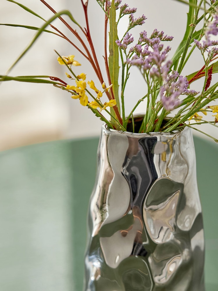 Chrome Contemporary Ceramic Bud Vase - Image 2 of 3 Chrome Contemporary Ceramic Bud Vase - Image 2 of 3