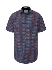 Skopes Blue Circle Print 100% Cotton Short Sleeve Regular Fit Shirt - Image 4 of 5