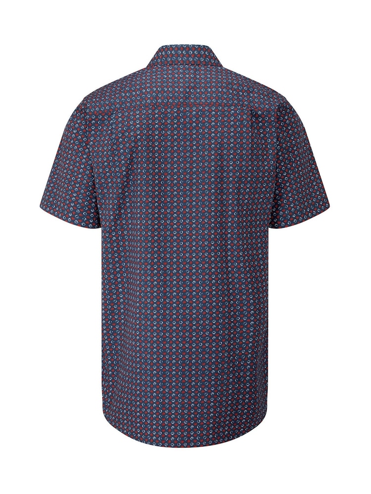 Skopes Blue Circle Print 100% Cotton Short Sleeve Regular Fit Shirt - Image 5 of 5