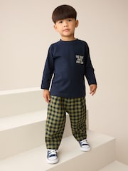Navy Gingham Barrel Pull On Trousers (3mths-7yrs) - Image 2 of 8