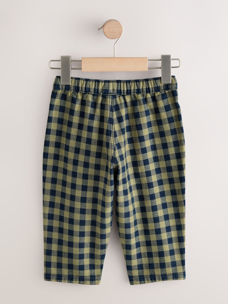 Navy Gingham Barrel Pull On Trousers (3mths-7yrs) - Image 2 of 8