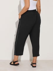 Yours Curve Black Crochet Side Cropped Trousers - Image 3 of 5