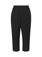 Yours Curve Black Crochet Side Cropped Trousers - Image 4 of 5