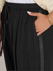 Yours Curve Black Crochet Side Cropped Trousers - Image 5 of 5