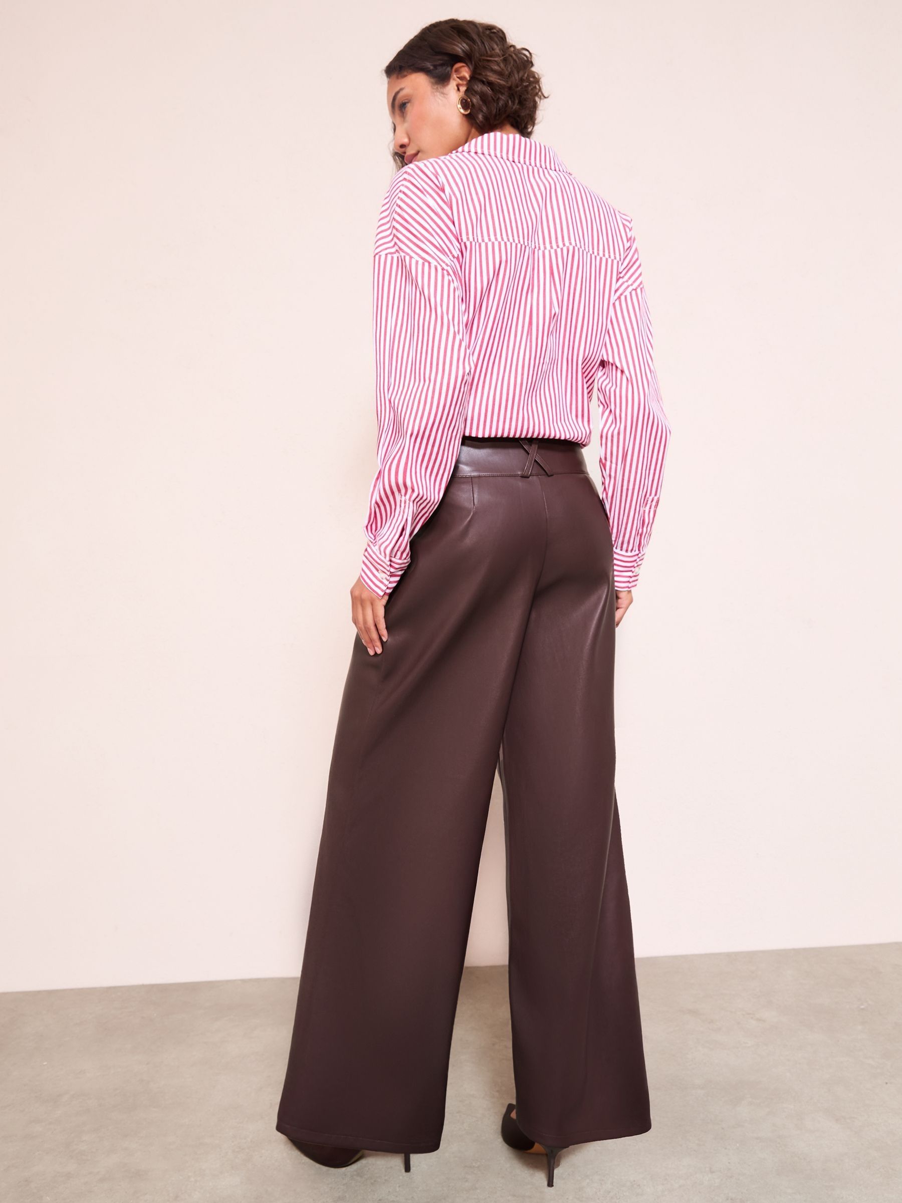 Buy Friends Like These Berry Red Faux Leather Pleated Wide Leg