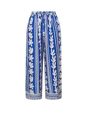 Yours Curve Blue Crinkle Wide Leg Trousers - Image 5 of 5