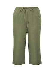 Yours Curve Green Linen Look Skinny Cropped Trousers - Image 4 of 4