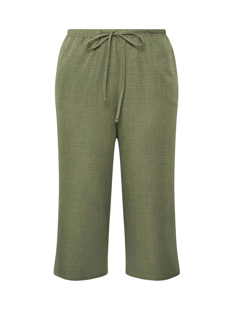 Yours Curve Green Linen Look Skinny Cropped Trousers - Image 4 of 4 Yours Curve Green Linen Look Skinny Cropped Trousers - Image 4 of 4