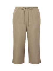 Yours Curve Natural Linen Look Skinny Cropped Trousers - Image 5 of 5
