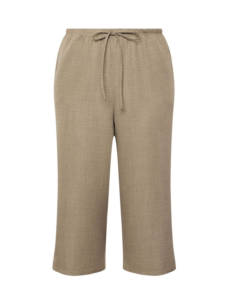 Yours Curve Natural Linen Look Skinny Cropped Trousers - Image 5 of 5