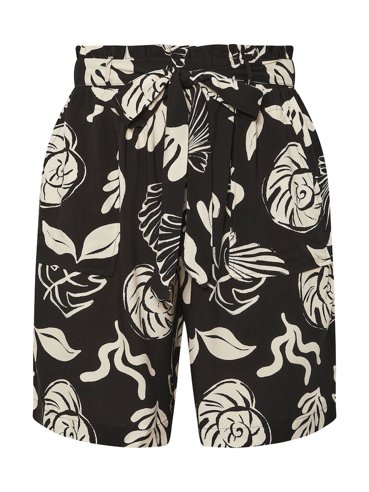 Black Chrome - Yours Curve Woven Paperbag Waist Shorts - Image 5 of 5 Black Chrome - Yours Curve Woven Paperbag Waist Shorts - Image 5 of 5