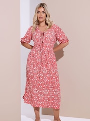 Yours Curve Red Bow Front Midaxi Dress - Image 2 of 5