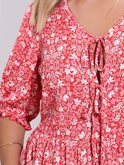 Yours Curve Red Bow Front Midaxi Dress - Image 4 of 5
