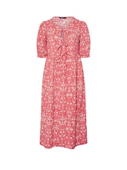 Yours Curve Red Bow Front Midaxi Dress - Image 5 of 5