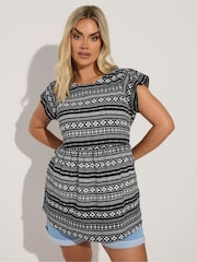 Yours Curve Black Cut About Smock Blouse - Image 2 of 9