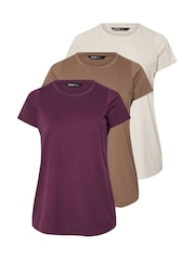 Yours Curve Natural Core Basic Short Sleeve Shorts 3 Pack T-shirts - Image 6 of 13