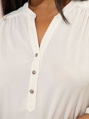 Natural - Yours Curve Half Placket Ribbed Blouse - Image 4 of 5