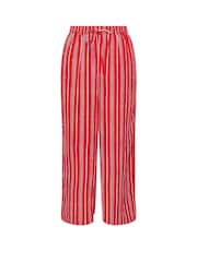 Yours Curve Red Textured Stripe Wide Leg Trousers - Image 5 of 5