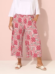 Yours Curve Pink Crinkle Midaxi Culottes - Image 1 of 5