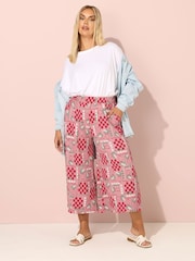 Yours Curve Pink Crinkle Midaxi Culottes - Image 2 of 5