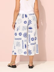 Yours Curve Blue Woven Crinkle Midaxi Trousers - Image 3 of 5