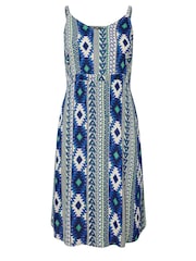 Yours Curve Blue Shirred Back Sun Dress - Image 5 of 5