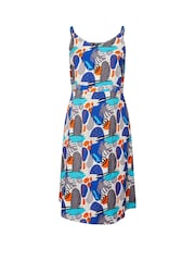 Yours Curve Blue Shirred Back Sun Dress - Image 6 of 6