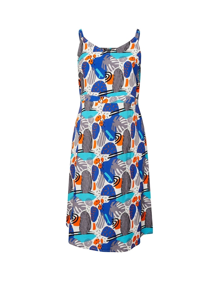 Yours Curve Blue Shirred Back Sun Dress - Image 6 of 6