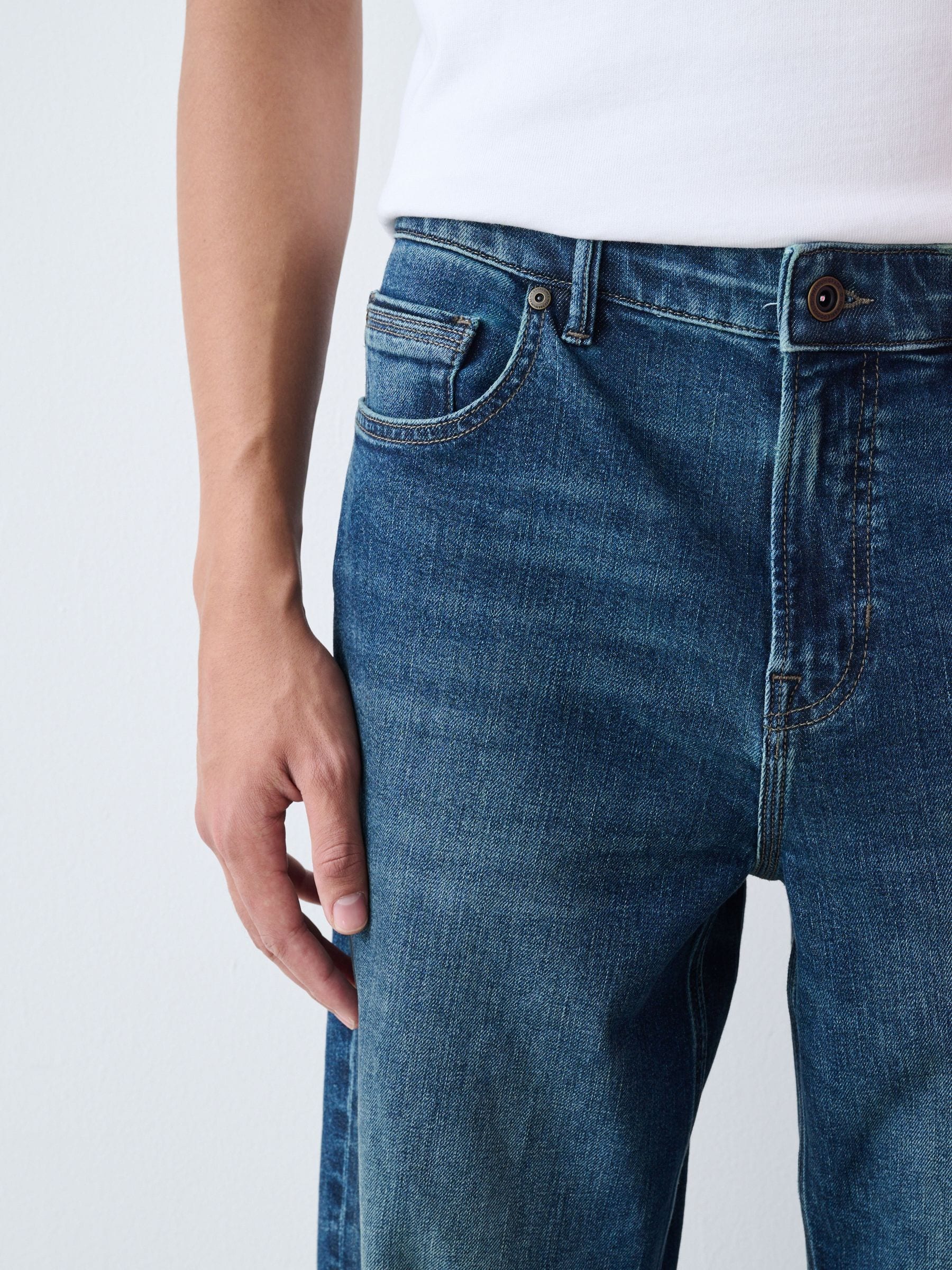 Buy Mid Blue Relaxed Fit Authentic Stretch Denim Jeans from Next USA