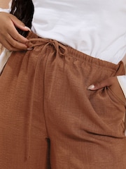 Yours Curve Brown Look Skinny Waist Trousers - Image 4 of 5