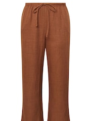 Yours Curve Brown Look Skinny Waist Trousers - Image 5 of 5