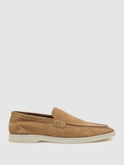 Reiss Stone Kason Suede Slip-On Loafers - Image 1 of 4