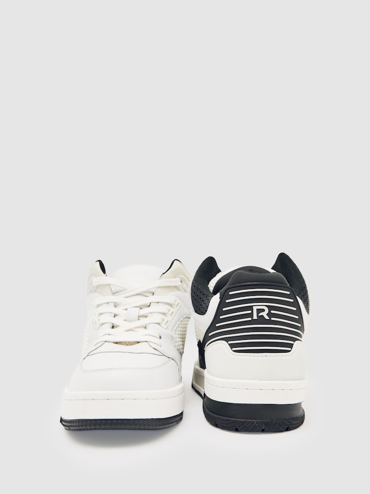 Reiss White/Black Anse Bonded-Leather Mid-Top Skater Trainers - Image 4 of 4 Reiss White/Black Anse Bonded-Leather Mid-Top Skater Trainers - Image 4 of 4