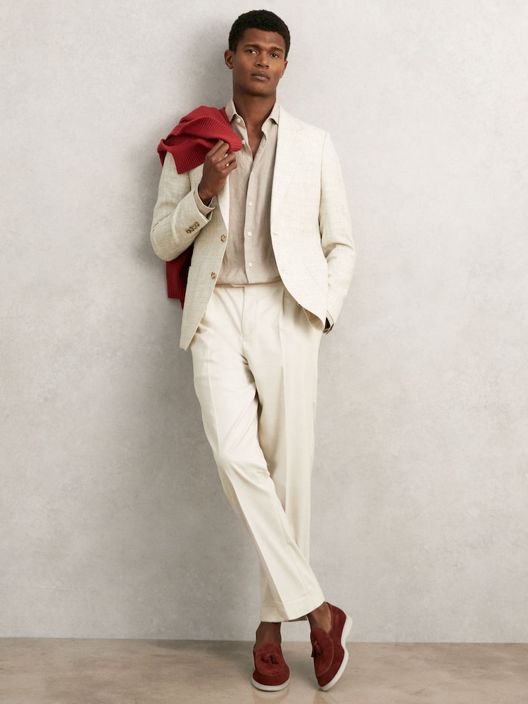 Reiss Maroon Red Harrison Suede Tassel Loafers - Image 2 of 6