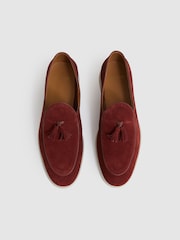 Reiss Maroon Red Harrison Suede Tassel Loafers - Image 3 of 6