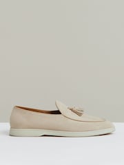Reiss Light Stone Harrison Suede Tassel Loafers - Image 1 of 5