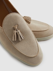 Reiss Light Stone Harrison Suede Tassel Loafers - Image 3 of 5
