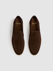 Reiss Chocolate Brown Kason Suede Slip-On Loafers - Image 4 of 5